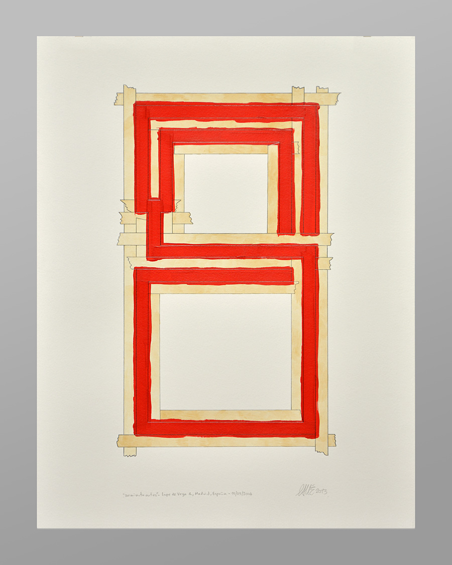 “One Minute Before - Lope de Vega 1, Madrid - 18/03/2004” - Pencil, acrylic and watercolor on Montval Canson paper 300g. - 65 x 50 cm