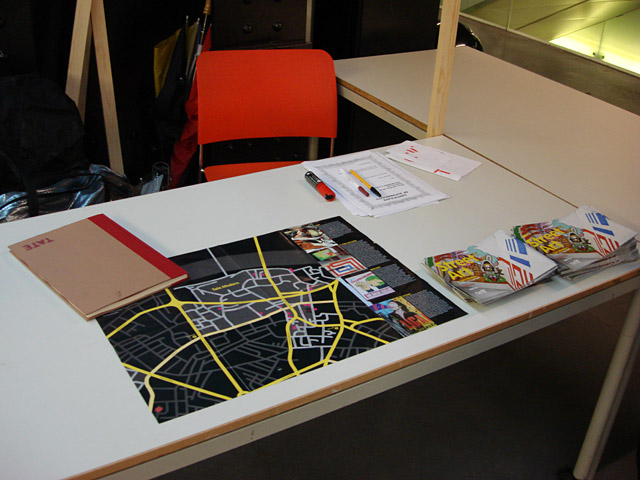 Our desk at the Tate, where we were waiting for the people to come back with the signboards to get them signed and numbered. A certificate of authenticity was delivered and the signboard was given back to its finder. Our desk at the Tate, where we were waiting for the people to come back with the signboards to get them signed and numbered. A certificate of authenticity was delivered and the signboard was given back to its finder.